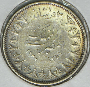 Egypt 1937 AH 1356 2 Qirsh 196701 combine shipping