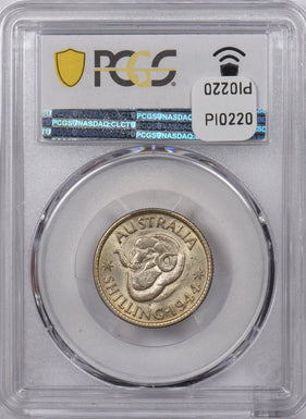 Australia 1944 S Shilling Ram animal PCGS MS 64 PI0220 combine shipping