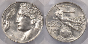Italy 1910 R 20 Centesimi PCGS MS 63 PI0114 combine shipping