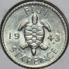 Fiji 1943 6 Pence Turtle animal 295842 combine shipping