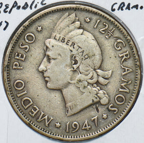 Dominican Republic 1947 1/2 Peso 294124 combine shipping