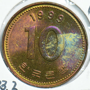 South Korea 1999 10 Won 0 Ch toned UNC 904461 combine shipping