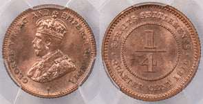 Straits Settlements 1916 1/4 Cents PCGS Cleaned-UNC Detail Genuine PI0184 combin