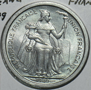 French Polynesia 1949 2 Francs Oceania 297842 combine shipping