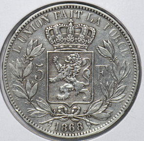 Belgium 1868 5 Francs Lion animal 294644 combine shipping