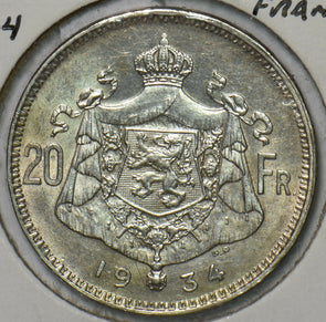 Belgium 1934 20 Francs Lion animal 195442 combine shipping