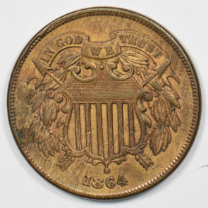 1864 Two Cents Lg motto. XF U0189