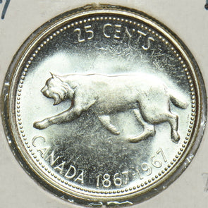 Canada 1967 25 Cents Bobcatanimal BU 904369 combine shipping