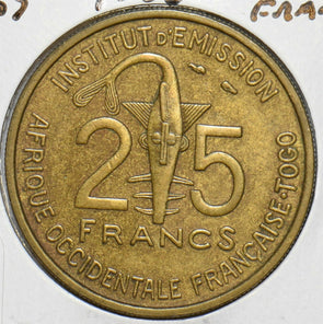 West African States 1957 25 Francs Gazelle animal Togo 152659 combine shipping