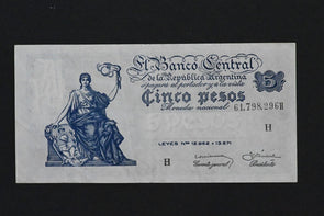 Argentina 5 Peso #264x Errors Ley Serial H RN0103 combine shipping