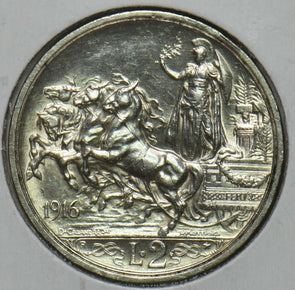 Italy 1916 2 Lire Horse animal I0523 combine shipping