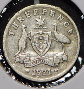 Australia 1921 3 Pence Kangaroo animal Emu  191461 combine shipping