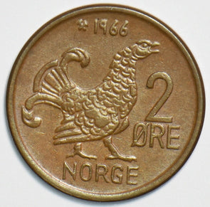 Norway 1966 2 Ore Black gouse animal 153259 combine shipping
