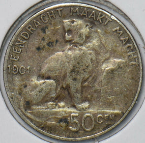 Belgium 1901 50 Centimes Lion animal 195291 combine shipping