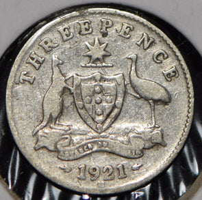 Australia 1921 3 Pence Kangaroo animal Emu  191454 combine shipping