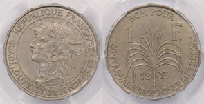 Guadeloupe 1903 franc PCGS MS 63 Lec-57 PC1302 combine shipping