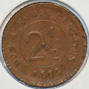 Colombia 1885 2 1/2 Centavos 296732 combine shipping