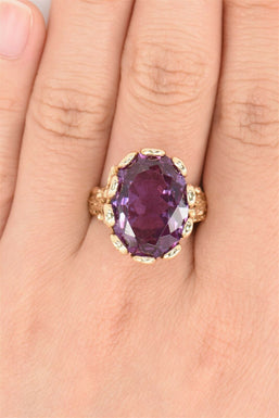 14K Gold Amethyst Ring 8.4g Size 7 RG0066