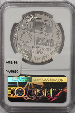 Israel 1997 50 Euro silver NGC Proof 69UC yitzhak Rabin Medallic Issue NG1509 co