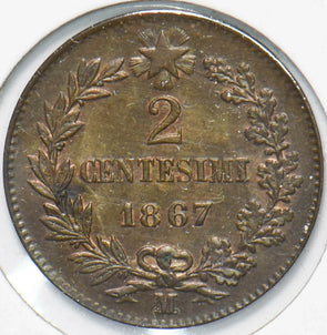 Italy 1867 2 Centesimi Vittorio Emanvele II 292985 combine shipping