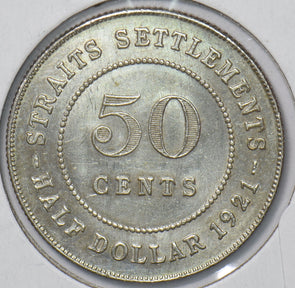 Straits Settlements 1921 50 Cents  291025 combine shipping