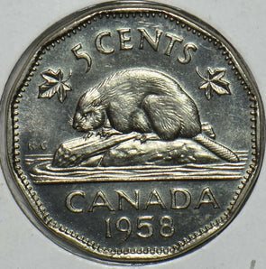 Canada 1958 5 Cents Beaver animal BU 152394 combine shipping