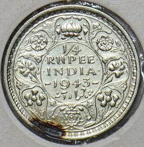 India British 1943 1/4 Rupee 903267 combine shipping