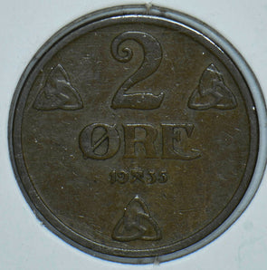 Norway 1937 2 Ore 150493 combine shipping