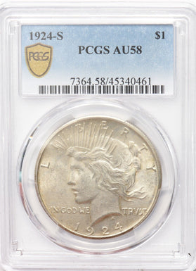 1924-S Peace Dollar Silver PCGS AU58 PC1503