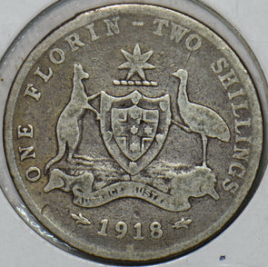 Australia 1918 Florin Kangaroo animal Emu 195304 combine shipping
