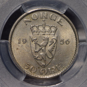 Norway 1956 50 Ore PCGS MS62 PC0518 combine shipping