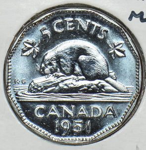 Canada 1951 5 Cents CH BU Beaver 298692 combine shipping