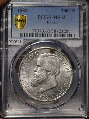 Brazil 1888 2000 Reis PCGS MS62 PC0621 combine shipping