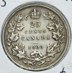 Canada 1903 25 Cents Silver 491500 combine shipping