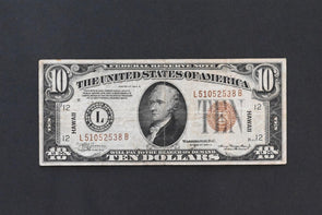 US 1934 A $10 F+oVF Federal Reserve Notes Hawaii Overprint RC0707 combine shippi