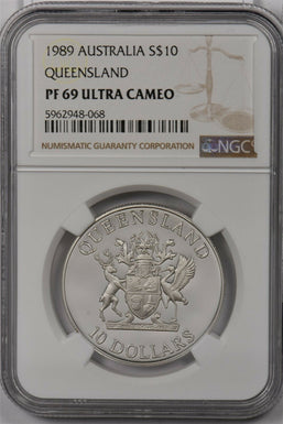 Australia 1989 10 Dollar silver NGC Proof 69UC Queenland NG1481 combine shipping