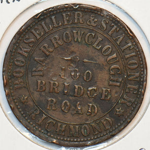 Australia 1862 Penny Token Barrowclough Bookseller & Stationer AU0080 combine sh