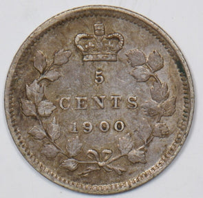 Canada 1900 5 Cents Round O. Abt XF CA0304 combine shipping