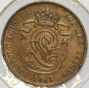 Belgium 1863 2 Centimes Lion animal 240395 combine shipping