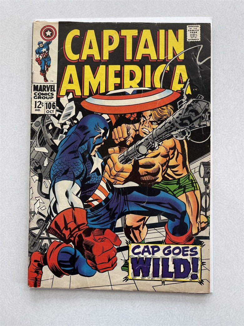 Marvel Comics Captain America issue #106 Oct 1968 "Cap Goes Wild!" Nice lightly