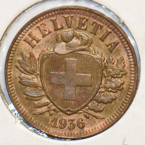 Switzerland 1936 2 Rappen Toned UNC 295599 combine shipping