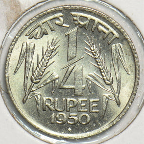 India Republic 1950 B 1/4 Rupee Lion animal BU 295759 combine shipping