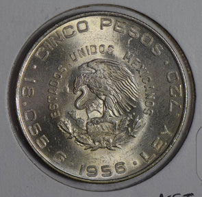Mexico 1956 5 Pesos silver BU M0216 combine shipping