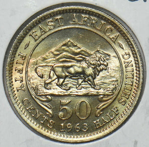 East Africa 1963 KM 36 50 Cents Lion animal Ch BU 296928 combine shipping