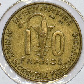 French Colonies 1957 10 Francs Rhim gazelle animal West Africa 152800 combine sh