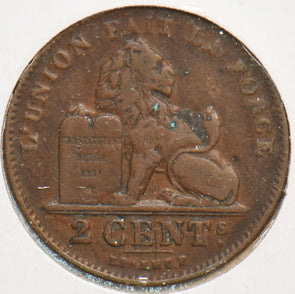 Belgium 1909 2 Centimes Lion animal 193256 combine shipping