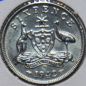 Australia 1942 D 6 Pence Kangaroo animal Emu 902572 combine shipping