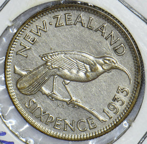 New Zealand 1933 6 Pence Huia Bird animal 291828 combine shipping