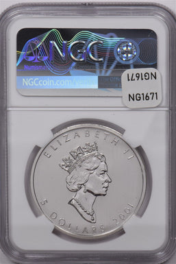 Canada 2001 5 dollar Silver NGC MS 69 Maple Leaf Autumn-Colarized NG1671 combine