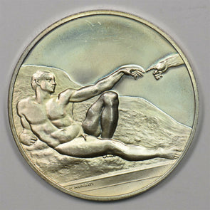 1990 's Silver Medallion naked man Proof Creation of Adam 1.2oz pure silver 44m